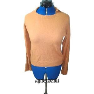 Soft Camel Collared Knit Pullover — Crescent — Size L